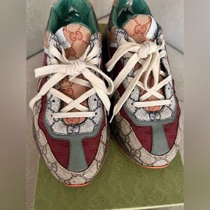 Gucci Rhyton Brick Red Sneaker - Size Womens 38.5